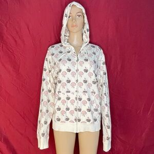 Reverse Apple Print Hoodie Sweatshirt Size Large